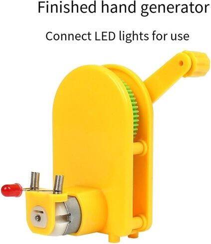 caralei Portable Hand Cranked Power Generator Handheld Crank Generator Science Experiments STEM Building Toy for Student Teen ABS Plastic, Yellow in Kuwait