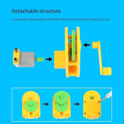 caralei Portable Hand Cranked Power Generator Handheld Crank Generator Science Experiments STEM Building Toy for Student Teen ABS Plastic, Yellow in Kuwait