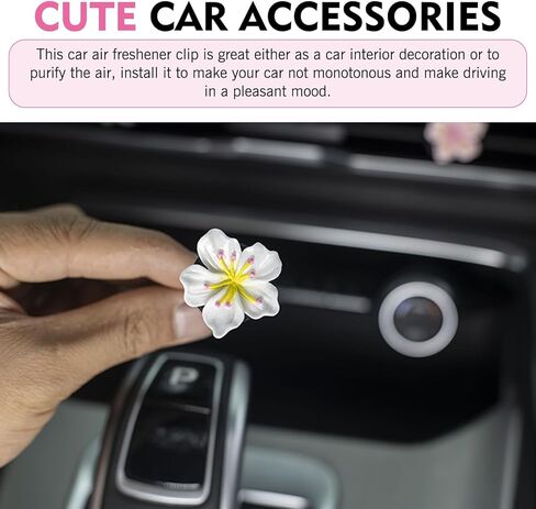 6 PCS Flower Car Air Vent Clips, 3D Stereo Flower Car Air Vent Accessory, Cute Delicate Ornament with Pink Peach Blossom White Hibiscus, Naturally Aesthetic Interior Decor (Multicolored) in Saudi Arabia