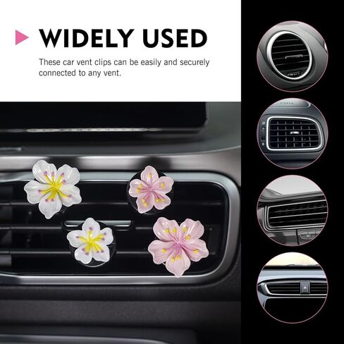 6 PCS Flower Car Air Vent Clips, 3D Stereo Flower Car Air Vent Accessory, Cute Delicate Ornament with Pink Peach Blossom White Hibiscus, Naturally Aesthetic Interior Decor (Multicolored) in Saudi Arabia