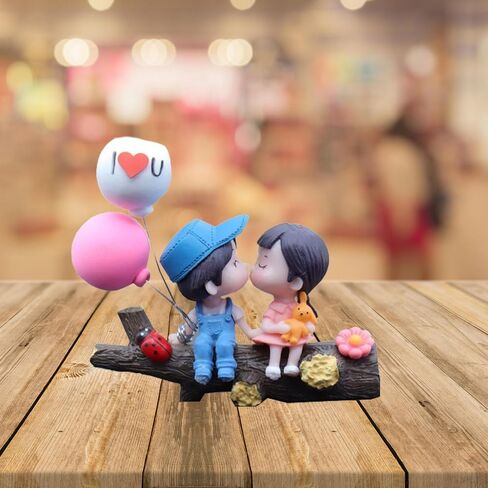 Car Dashboard Decorations,Kiss Lovers Car Ornaments,Cartoon Balloon Branch Couples Car Decor,Lovely Couples Action Auto Interior Display Accessory(Kiss Blue) in Saudi Arabia