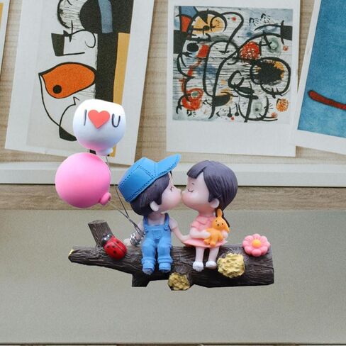 Car Dashboard Decorations,Kiss Lovers Car Ornaments,Cartoon Balloon Branch Couples Car Decor,Lovely Couples Action Auto Interior Display Accessory(Kiss Blue) in Saudi Arabia