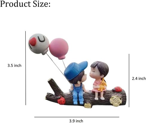 Car Dashboard Decorations,Kiss Lovers Car Ornaments,Cartoon Balloon Branch Couples Car Decor,Lovely Couples Action Auto Interior Display Accessory(Kiss Blue) in Saudi Arabia