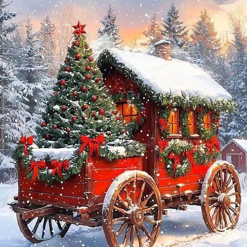 Ekuxom 5D Diamond Art Kits for Adults-Christmas Tree Diamond Painting Kits for Adults- DIY Round Full Drill Diamond Gem Art Crystal Kits for Home Wall Decor 14x14inch in Saudi Arabia