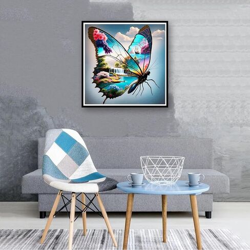 PFFNGPEN Diamond Painting Kits for Adults, 5D DIY Butterfly Diamond Art Kits for Beginners, Full Drill Round Diamond Art for Home Wall Decor, Waterfall Scenery,12x12 inch in Saudi Arabia