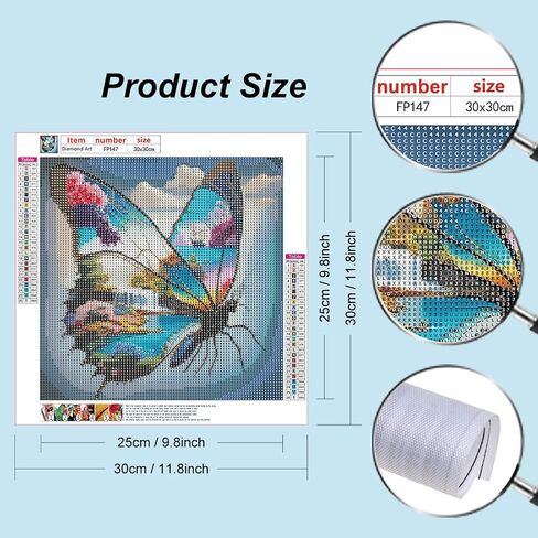 PFFNGPEN Diamond Painting Kits for Adults, 5D DIY Butterfly Diamond Art Kits for Beginners, Full Drill Round Diamond Art for Home Wall Decor, Waterfall Scenery,12x12 inch in Saudi Arabia