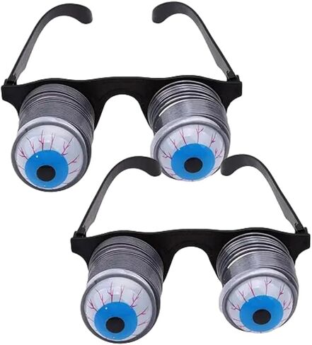 2Pcs Black Pop Out Eye Glasses Wobbly Eyes On Springs Out Eyes Novelty Halloween Carnival Party Plastic Joke Horror Shock Pop Eyes Glasses Prop,Comedic Prop for Adult Parties in Saudi Arabia
