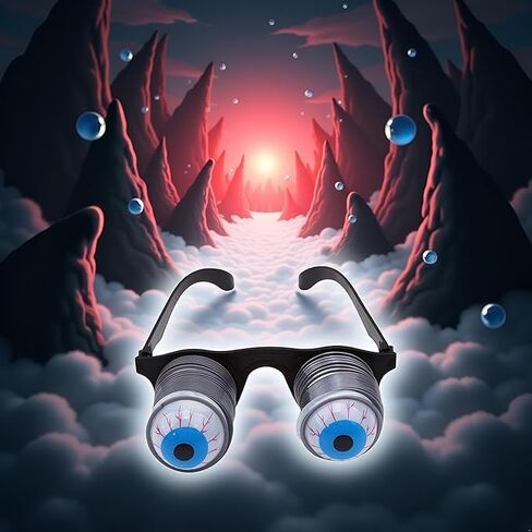 2Pcs Black Pop Out Eye Glasses Wobbly Eyes On Springs Out Eyes Novelty Halloween Carnival Party Plastic Joke Horror Shock Pop Eyes Glasses Prop,Comedic Prop for Adult Parties in Saudi Arabia