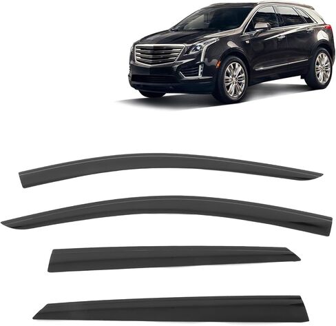 FREEMOTOR802 Low-Profile Window Deflectors Fits 2017-2025 Cadillac XT5 | Tape-on Mount Rain Guards Side Window Visors Wind Deflectors Dark Tinted Acrylic 4-Piece in Kuwait