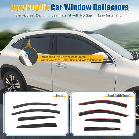 FREEMOTOR802 Low-Profile Window Deflectors Fits 2017-2025 Cadillac XT5 | Tape-on Mount Rain Guards Side Window Visors Wind Deflectors Dark Tinted Acrylic 4-Piece in Kuwait