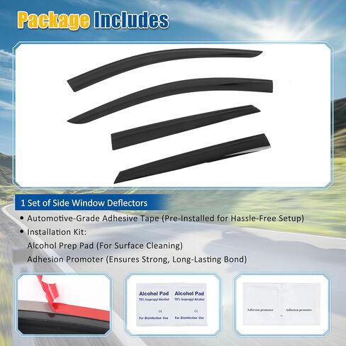 FREEMOTOR802 Low-Profile Window Deflectors Fits 2017-2025 Cadillac XT5 | Tape-on Mount Rain Guards Side Window Visors Wind Deflectors Dark Tinted Acrylic 4-Piece in Kuwait