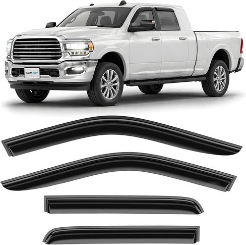 CLIM ART Incredibly Durable Rain Guards Compatible with Ram 2500/3500 2010-2026 Mega Cab, Original Tape-on Window Deflectors,Vent Deflector, Window Visors, Car Accessories, 4pcs. - 411193 in Kuwait