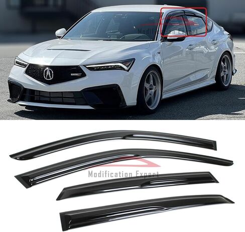 Fits for 2023-2026 Acura Integra DE4 DE5 JDM 3D Wavy Mugen Style Window Visor Rain Guards Deflector / 2024 2025 in Kuwait