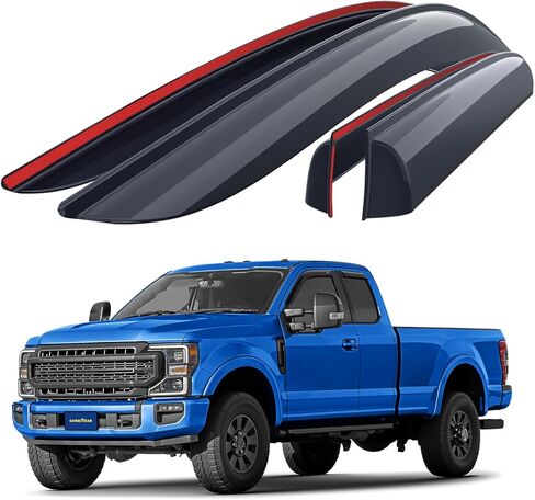 Goodyear Shatterproof Window Deflectors for Dodge Ram 1500 Classic 2019-2024 Quad Cab, Tape-on Rain Guards, Window Visors,Vent Deflector Visor, Car Accessories,4 pcs. - GY008517 in Kuwait