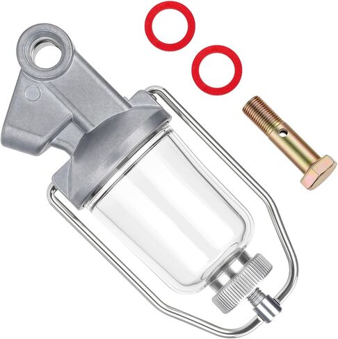 311272 Fuel Sediment Bowl Assembly Compatible with Ford Tractor NAA 600 700 800 900 2000 4000, for 4-Cylinder 134 172 CID Gas Engines, Glass Fuel Filter Bowl with Gasket & Bolt, Replaces # NCA9155D in Saudi Arabia