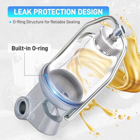 311272 Fuel Sediment Bowl Assembly Compatible with Ford Tractor NAA 600 700 800 900 2000 4000, for 4-Cylinder 134 172 CID Gas Engines, Glass Fuel Filter Bowl with Gasket & Bolt, Replaces # NCA9155D in Saudi Arabia