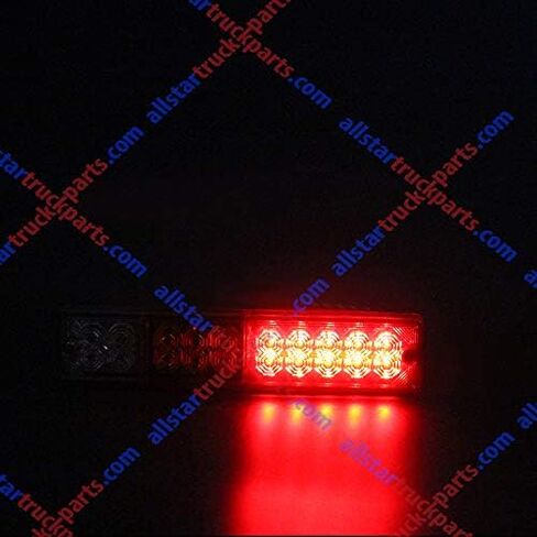 All Star Truck Parts] 20 LED Trailer Tail Lights Bar Waterproof, DC12V Turn Signal and Parking Reverse Brake Running Lamp for Car Truck Red Amber White (2 Pack) in Kuwait