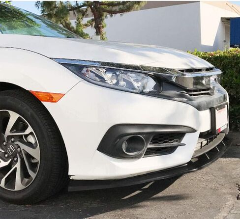 FREEMOTOR802 Compatible with 2016-2018 Honda Civic Front Bumper Lip, V3 Style Black PU Spoiler Guard Splitter Valance Chin in Kuwait