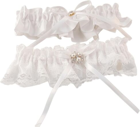 Lace Garter Belt Set with Stretchy Soft Band for Bride Wedding Prom Garter, Women Wedding Bridal Legs Garter Set in Saudi Arabia