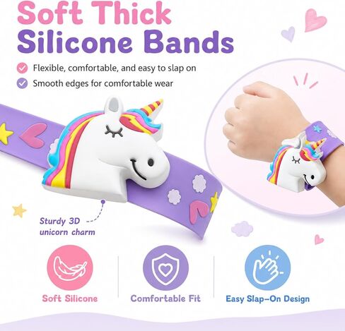 Light Up Unicorn Slap Bracelets for Kids, 6 Pack LED Unicorn Bracelets for Girls Birthday Party Favors, Goodie Bag Fillers, Classroom Rewards, Treasure Box Prizes, Stocking Stuffers for Ages 3+ in Saudi Arabia