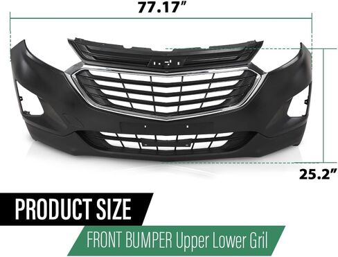 LQI Front Bumper Cover Upper Lower Kit Compatible with Chevy Equinox 2018-2021 Black in Kuwait