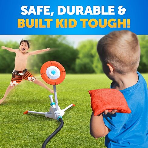 Blue Marble Toss 'N Soak Outdoor Sprinkler Game - Outdoor Water Play, Toss A Bean Bag & Soak Your Friends for Backyard Water Fun, Connects to Garden Hose, Kids Sprinklers for Yard, Yard Water Toys in Saudi Arabia