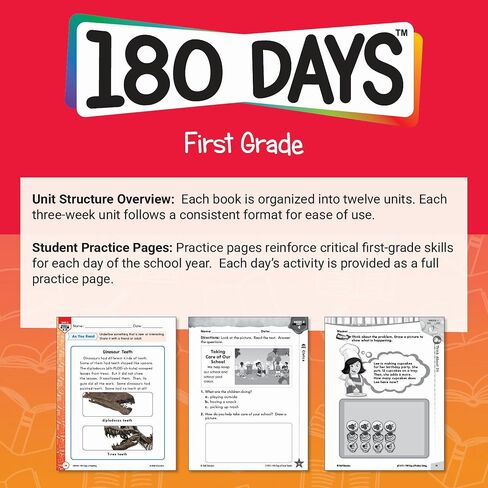 180 Days™: Writing Workbook for 1st Grade Ages 6–7 | Sentence Building, Grammar, Writing Practice, Early Composition for School or Home in Kuwait
