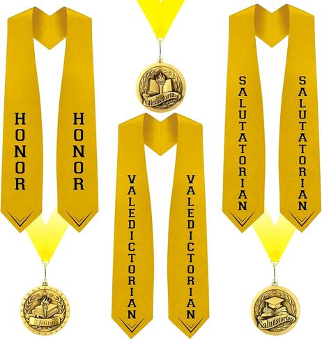 6 Pcs Graduation Award Medal and Graduation Stole Set, Valedictorian Salutatorian Honor Graduate Stole and Medallion Award Medal with Grosgrain Ribbon for Grads Celebration Accessories in Kuwait