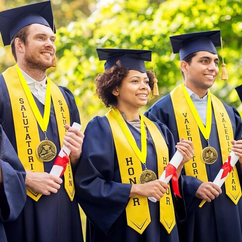 6 Pcs Graduation Award Medal and Graduation Stole Set, Valedictorian Salutatorian Honor Graduate Stole and Medallion Award Medal with Grosgrain Ribbon for Grads Celebration Accessories in Kuwait