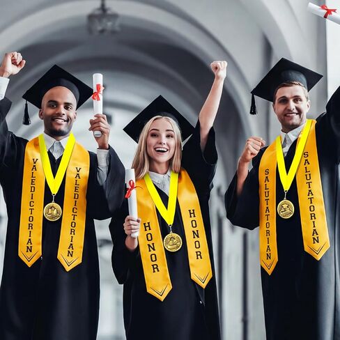 6 Pcs Graduation Award Medal and Graduation Stole Set, Valedictorian Salutatorian Honor Graduate Stole and Medallion Award Medal with Grosgrain Ribbon for Grads Celebration Accessories in Kuwait