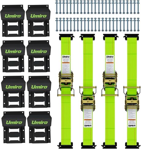 UTV Wheel Chock Tie-Down Kit, 4-Pack 2" x 10' E Track Ratchet Straps, 4,500lb Break Strength, Heavy Duty Trailer Tire Straps for SXS, UTV, ATV, Lawn Mower (Neon Green, 4pack) in Saudi Arabia