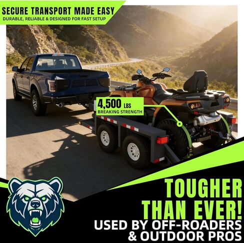 UTV Wheel Chock Tie-Down Kit, 4-Pack 2" x 10' E Track Ratchet Straps, 4,500lb Break Strength, Heavy Duty Trailer Tire Straps for SXS, UTV, ATV, Lawn Mower (Neon Green, 4pack) in Saudi Arabia