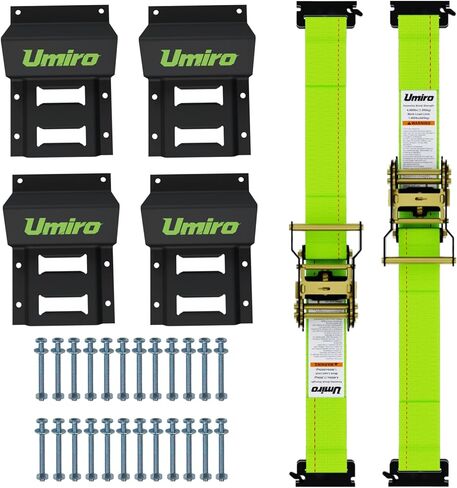 UTV Wheel Chock Tie-Down Kit, 4-Pack 2" x 10' E Track Ratchet Straps, 4,500lb Break Strength, Heavy Duty Trailer Tire Straps for SXS, UTV, ATV, Lawn Mower (Neon Green, 4pack) in Saudi Arabia