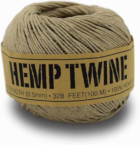 Hemp Twine for Gardening - Twine for Crafts - Organic Natural Hemp String for Jewelry Making - Strong Durable Cord for Decoration, Macrame + Cooking - 1MM 100G/430 Ft. - 20 lb. Test Strength - Natural in Saudi Arabia