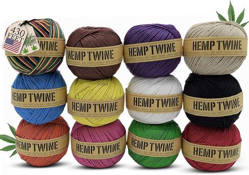 Hemp Twine for Gardening - Twine for Crafts - Organic Natural Hemp String for Jewelry Making - Strong Durable Cord for Decoration, Macrame + Cooking - 1MM 100G/430 Ft. - 20 lb. Test Strength - Natural in Saudi Arabia