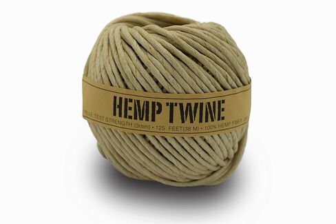Hemp Twine for Gardening - Twine for Crafts - Organic Natural Hemp String for Jewelry Making - Strong Durable Cord for Decoration, Macrame + Cooking - 1MM 100G/430 Ft. - 20 lb. Test Strength - Natural in Saudi Arabia