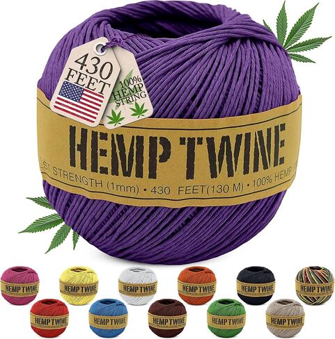 Hemp Twine for Gardening - Twine for Crafts - Organic Natural Hemp String for Jewelry Making - Strong Durable Cord for Decoration, Macrame + Cooking - 1MM 100G/430 Ft. - 20 lb. Test Strength - Natural in Saudi Arabia