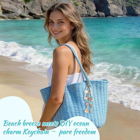 776PCS Ocean Keychain Making Kit with Charms DIY Key Chain Kit for Beginners Seashell Starfish Pearl Letter Name Beads Custom Keychains with Tools Crafting and Jewelry Making for Adults Gift for Women in Kuwait