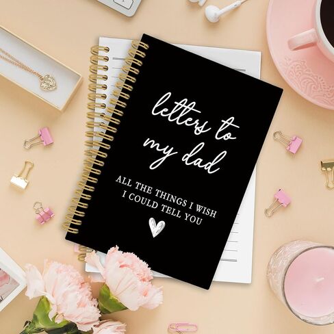XPH Dad Memorial Gifts Spiral Notebook, Letters to My Dad Journaling Notebooks, Remembrance Sympathy Gifts for Loss of Father Hardcover Journals for Writing 160 Pages 5.5 x 8.3 Inch, Bereavement Gift in Kuwait