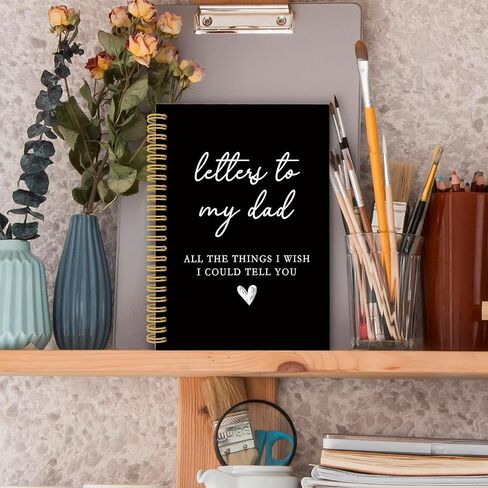 XPH Dad Memorial Gifts Spiral Notebook, Letters to My Dad Journaling Notebooks, Remembrance Sympathy Gifts for Loss of Father Hardcover Journals for Writing 160 Pages 5.5 x 8.3 Inch, Bereavement Gift in Kuwait