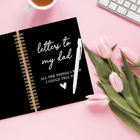 XPH Dad Memorial Gifts Spiral Notebook, Letters to My Dad Journaling Notebooks, Remembrance Sympathy Gifts for Loss of Father Hardcover Journals for Writing 160 Pages 5.5 x 8.3 Inch, Bereavement Gift in Kuwait