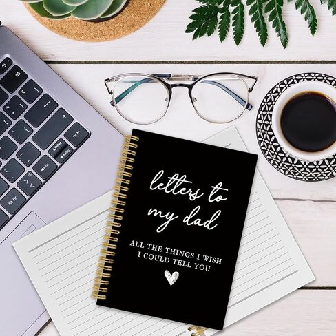 XPH Dad Memorial Gifts Spiral Notebook, Letters to My Dad Journaling Notebooks, Remembrance Sympathy Gifts for Loss of Father Hardcover Journals for Writing 160 Pages 5.5 x 8.3 Inch, Bereavement Gift in Kuwait