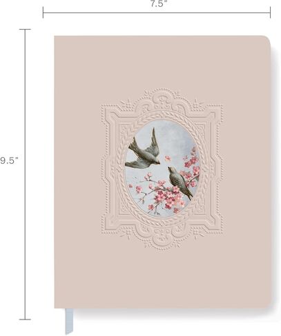 Fringe Studio Classic Large Paperback Journal W/Tip-On Accent, "VICTORIAN BIRDS" 7.5" w x 9.5" h, 208 pages, Memento Collection (841PA302FSC) in Saudi Arabia