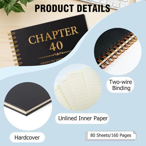 Chapter 40 Hardcover 160 Pages Lined Spiral Notebooks, 40th Birthday Memory Notebook, Funny Fortieth Bday Journal, Forty Birthday Gifts for Coworker Boss, Turning Forty Gifts for Women Men in Kuwait