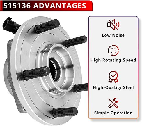 515136 (Pair) Front Wheel Hub Bearing Assembly for Dodge Grand Caravan 2008-2011, for Chrysler Town & Country 2008-2011, for Volkswagen Routan 2009-2012 5Lugs w/ABS in Saudi Arabia