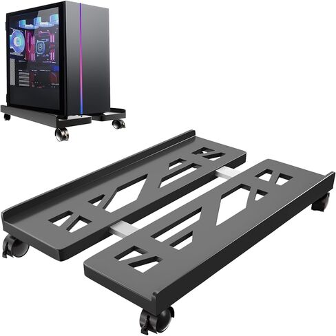 PC Stand, Mobile Computer Tower Stand, PC Stand for Floor, Adjustable PC Holder Under Desk, with Locking Rolling Caster Wheels, Fits Most PC Case Under Home Office Desk(Black) in Saudi Arabia