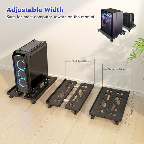 PC Stand, Mobile Computer Tower Stand, PC Stand for Floor, Adjustable PC Holder Under Desk, with Locking Rolling Caster Wheels, Fits Most PC Case Under Home Office Desk(Black) in Saudi Arabia