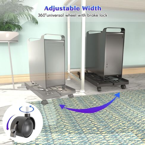 PC Stand, Mobile Computer Tower Stand, PC Stand for Floor, Adjustable PC Holder Under Desk, with Locking Rolling Caster Wheels, Fits Most PC Case Under Home Office Desk(Black) in Saudi Arabia