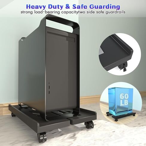 PC Stand, Mobile Computer Tower Stand, PC Stand for Floor, Adjustable PC Holder Under Desk, with Locking Rolling Caster Wheels, Fits Most PC Case Under Home Office Desk(Black) in Saudi Arabia