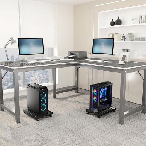 PC Stand, Mobile Computer Tower Stand, PC Stand for Floor, Adjustable PC Holder Under Desk, with Locking Rolling Caster Wheels, Fits Most PC Case Under Home Office Desk(Black) in Saudi Arabia